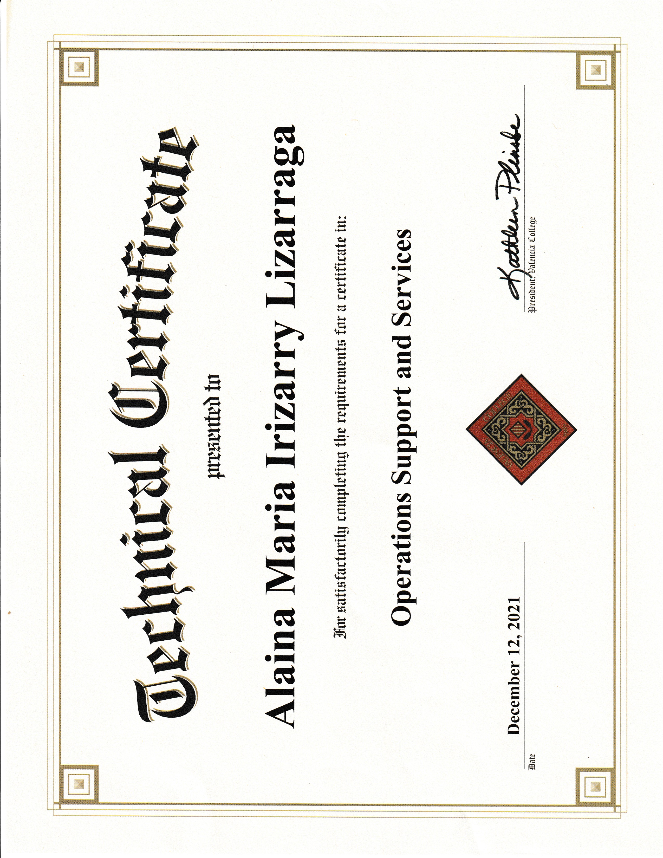 Business Operations Certificate