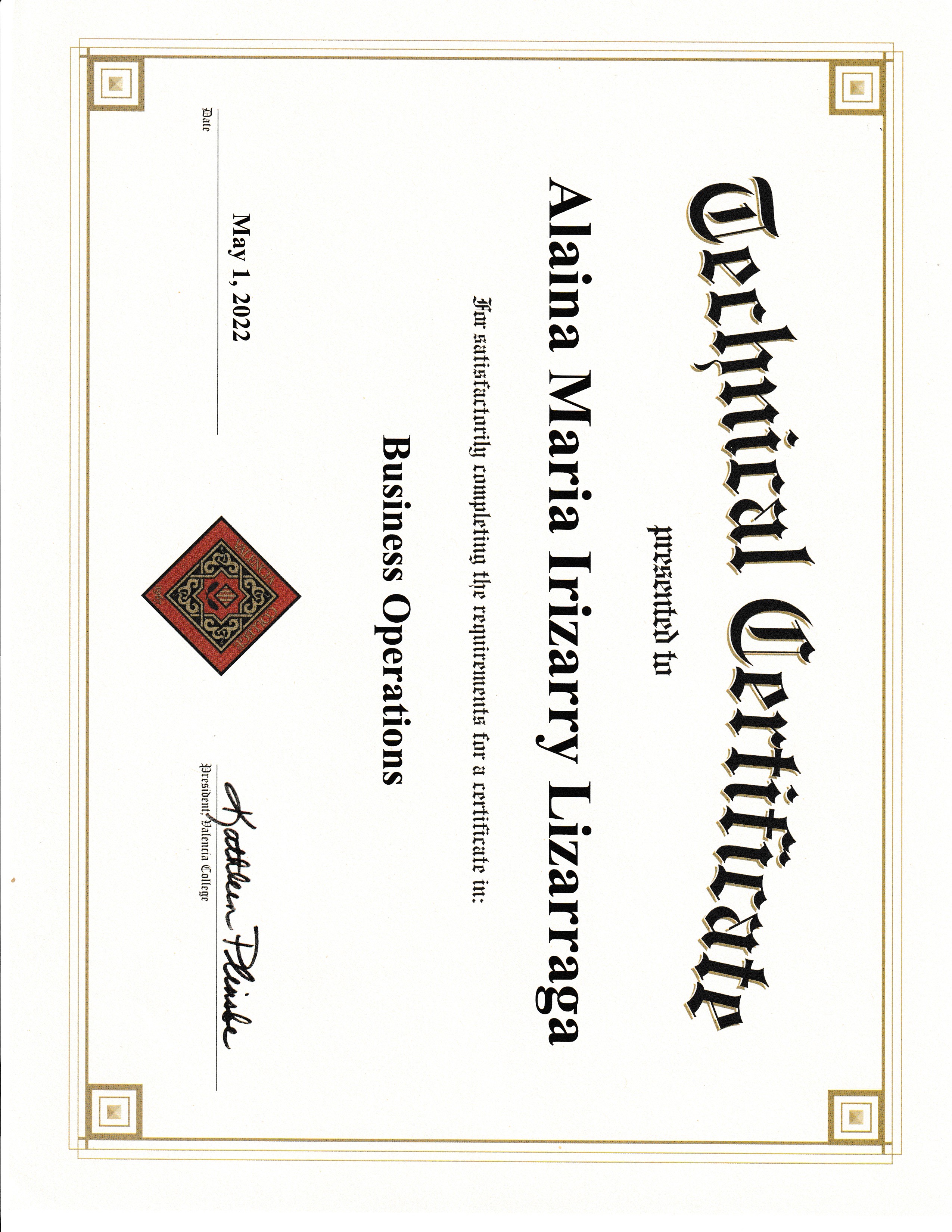 Operations Support and Services Certificate